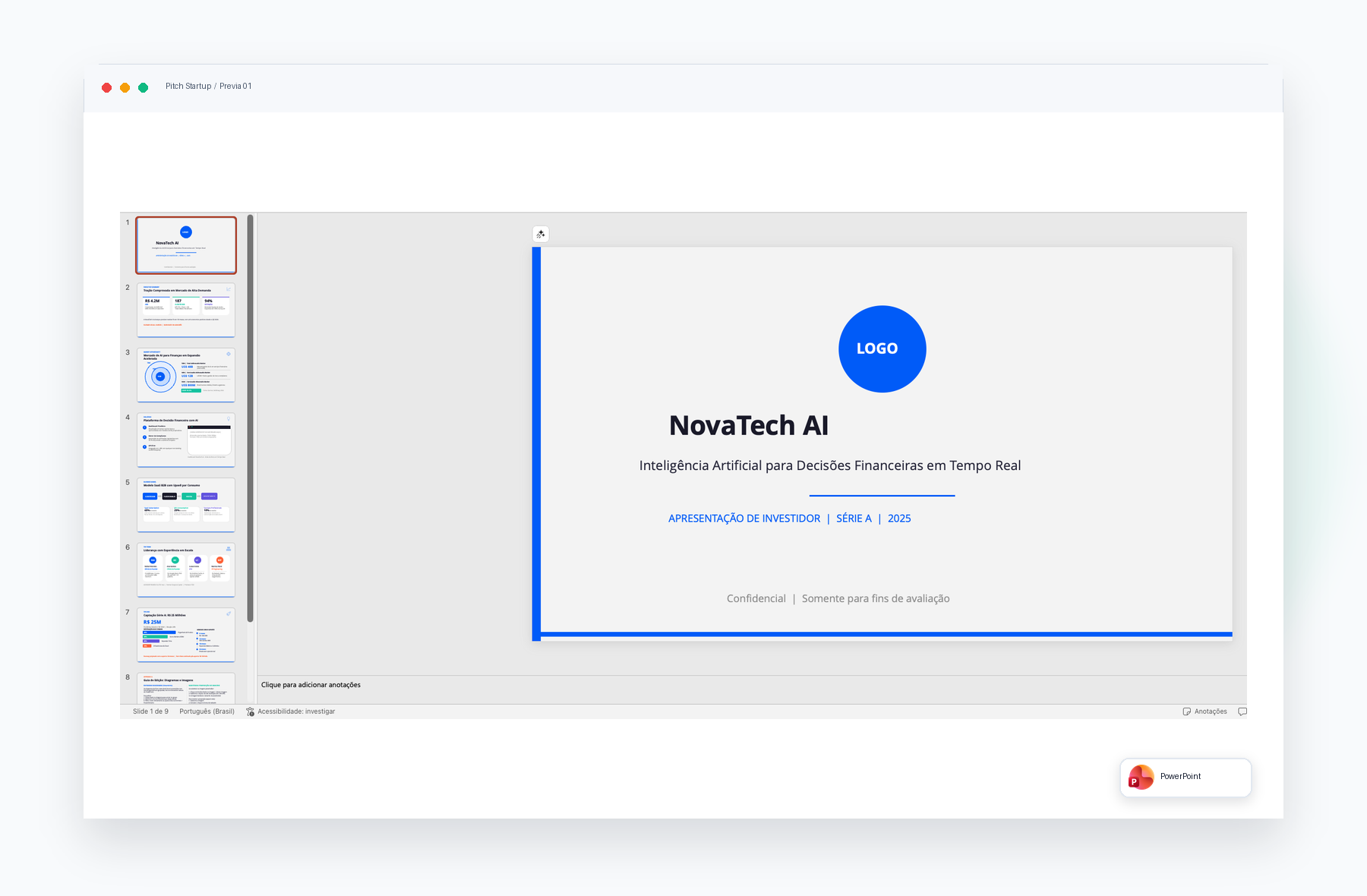 Prévia de Pitch Startup